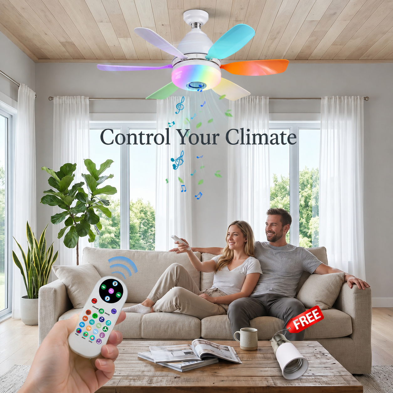 Lumia™ RGB Ceiling Fan Light with Bluetooth Speaker