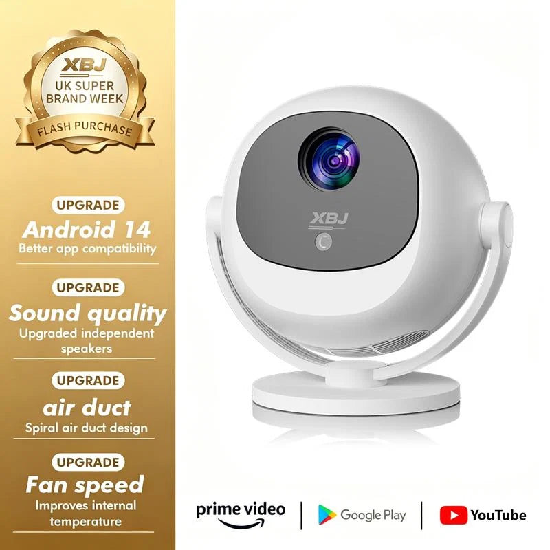 XBJ Smart Touch Portable Projector | 4K Compatible Mini Projector with WiFi & Bluetooth