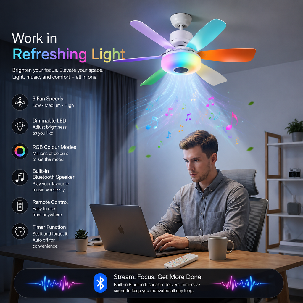 Lumia™ RGB Ceiling Fan Light with Bluetooth Speaker